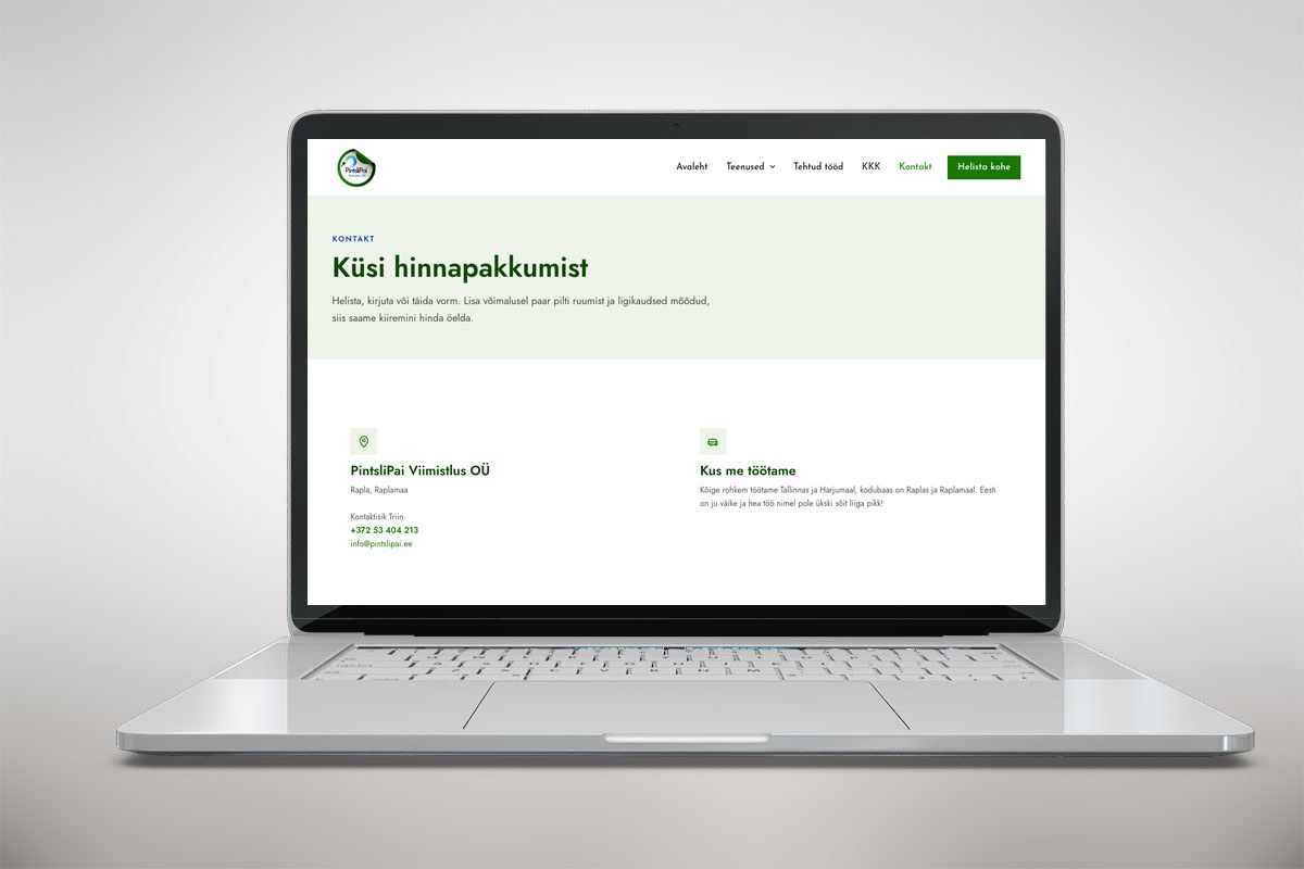 PintsliPai.ee Website – Referenzen von Riin.eu